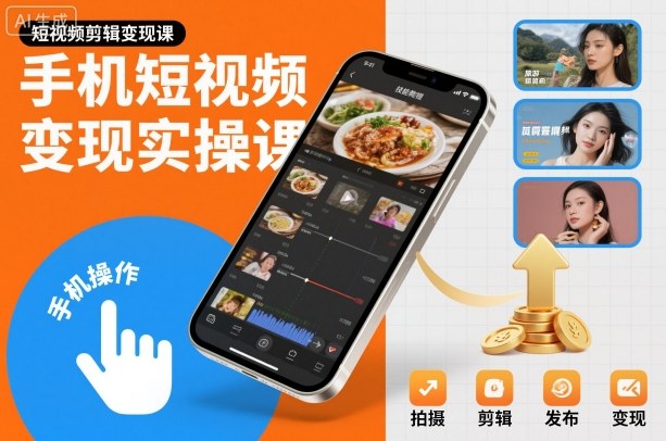 手机短视频变现实操课，短视频剪辑变现课-云网创