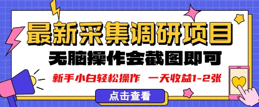 新版采集调研项目,截图上传即可,无脑操作,日收益1-2张-云网创