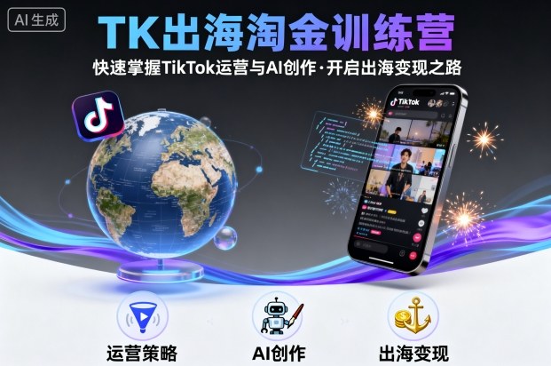 TK出海淘金训练营,助你快速掌握TikTok运营与AI创作,开启出海变现之路-云网创