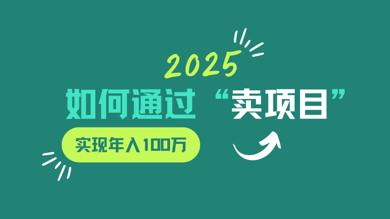 2025年如何通过“卖项目”实现年入100w-云网创