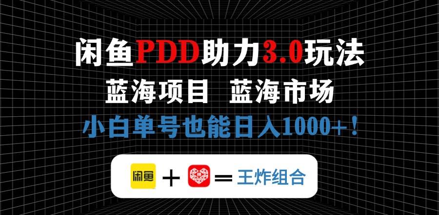 (14517期)闲鱼卖拼多多助力项目,蓝海市场新手也能单号日入1000+-云网创
