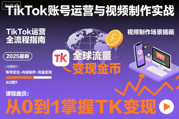 2025最新TikTok账号运营与视频制作实战全流程,从0到1掌握TK变现(含11月最新TK搬运技术)-云网创