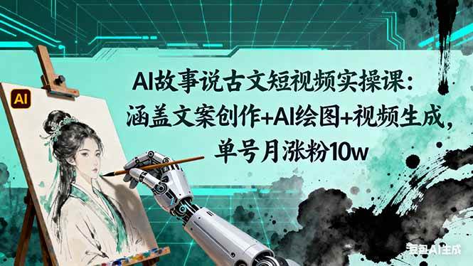(16369期)AI故事说古文短视频实操课:涵盖文案创作+AI绘图+视频生成,单号月涨粉10w-云网创