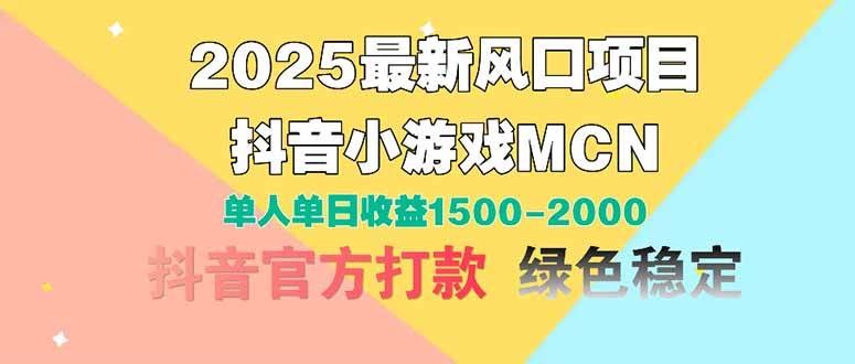 (14625期)2025最新风口项目 抖音小游戏MCN 单人单日收益1500-2000+-云网创