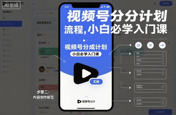 视频号分成计划实操流程,小白必学入门课-云网创