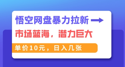 悟空网盘暴力拉新:一单10元,市场空白,日入几张-云网创
