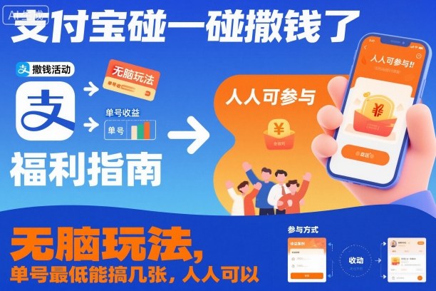 支付宝碰一碰撒钱了,无脑玩法,单号最低能搞几张,人人可以撸【揭秘】-云网创