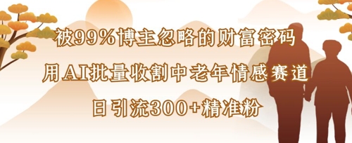 被99%博主忽略的财富密码:用AI批量收割中老年情感赛道,日引流300+精准粉-云网创
