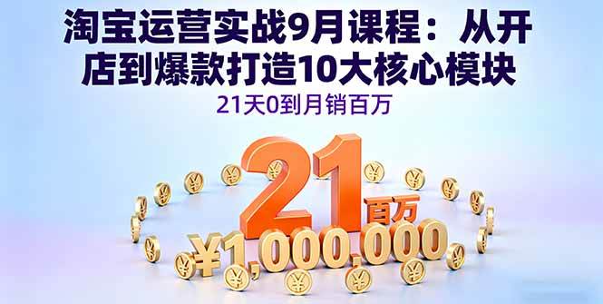 (16101期)淘宝运营实战9月课程:从开店到爆款打造10大核心模块,21天0到月销百万-云网创