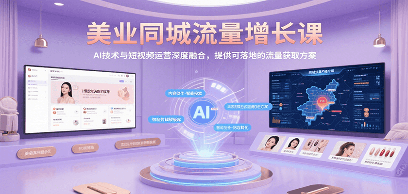 美业同城流量增长课,AI技术与短视频运营深度融合,提供可落地的流量获取方案-云网创