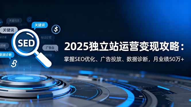 (16371期)2025独立站运营变现攻略:掌握SEO优化、广告投放、数据诊断,月业绩50万+-云网创