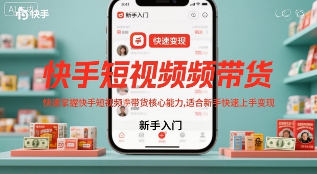 快手短视频带货,快速掌握快手短视频带货核心能力,适合新手快速上手变现-云网创