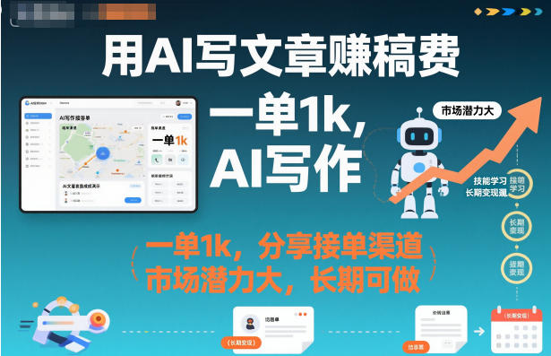 用AI写文章賺稿费，一单1k，分享接单渠道，市场潜力大，长期可做-云网创