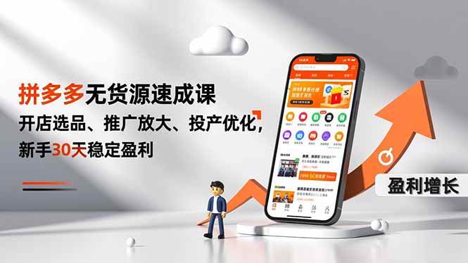 （16785期）拼多多无货源速成课，开店选品、推广放大、投产优化，新手30天稳定盈利-云网创