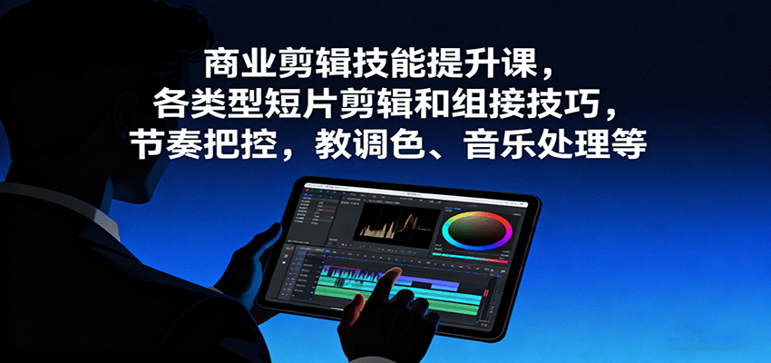 商业剪辑技能提升课,各类型短片剪辑和组接技巧,节奏把控,教调色、音乐处理等-云网创