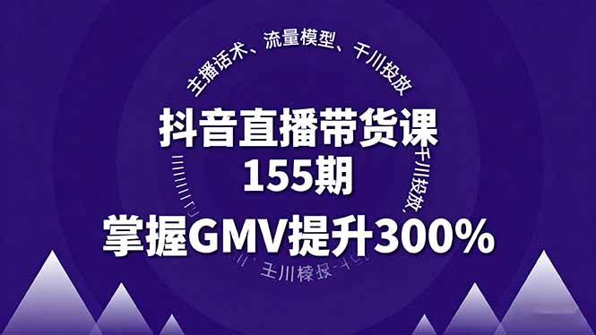 (16074期)抖音直播带货课155期,主播话术、流量模型、千川投放,掌握GMV提升300%-云网创