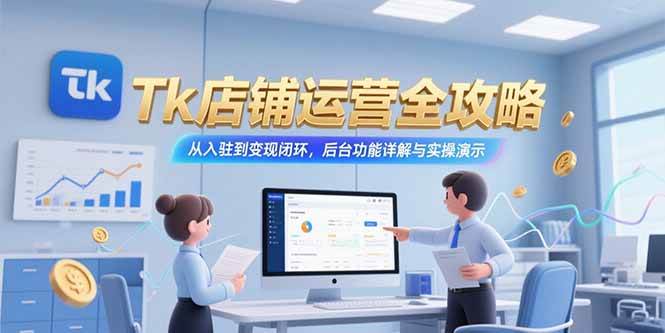 (15345期)Tk店铺运营全攻略,从入驻到变现闭环,后台功能详解与实操演示-云网创