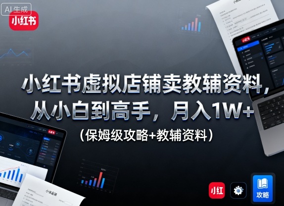 小红书虚拟店铺卖教辅资料,从小白到高手,月入1W+(保姆级攻略+教辅资料)-云网创