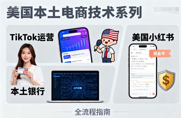 美国本土电商技术，Tiktok 运营篇+美国小红书篇+本土银行篇-云网创