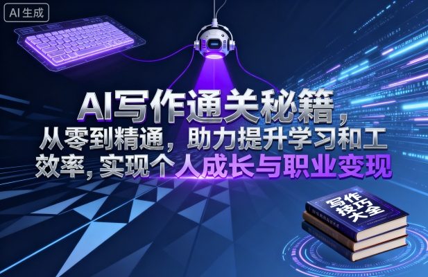 AI写作通关秘籍，从零到精通，助力提升学习和工作效率，实现个人成长与职业变现-云网创