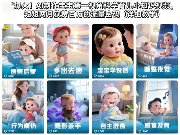 爆火！AI制作宝宝第一视角科学育儿小知识视频，短短两月获赞百万的流量密码（详细教学）-云网创