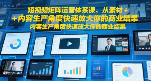 短视频矩阵运营体系课,从素材+内容生产角度快速放大你的商业结果-云网创