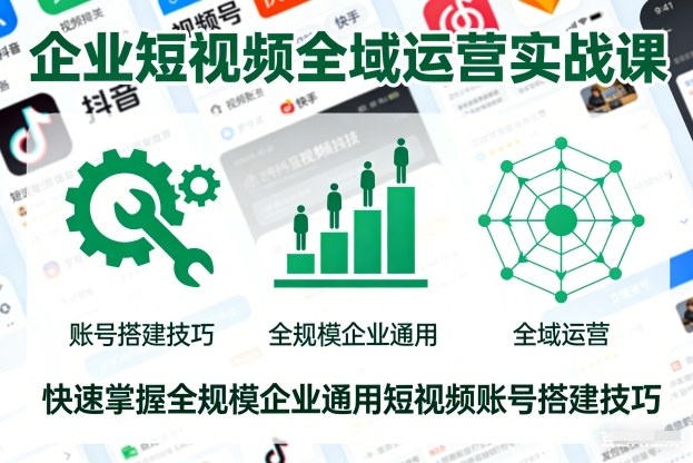 企业短视频全域运营实战课，快速掌握全规模企业通用短视频账号搭建技巧-云网创