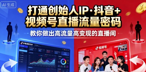 25年直播9-10两期线下课，打通创始人IP，抖音+视频号直播流量密码，教你做出高流量高变现的直播间-云网创
