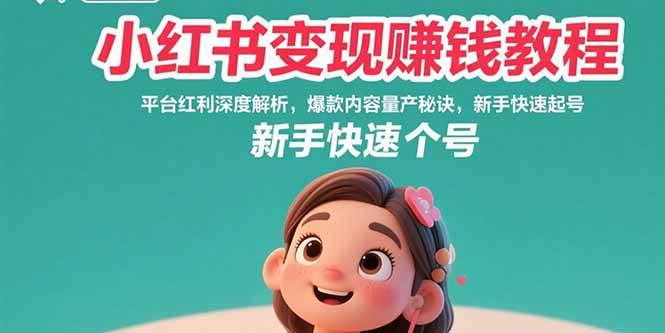 （15559期）小红书变现赚钱教程：平台红利深度解析，爆款内容量产秘诀，新手快速起号-云网创