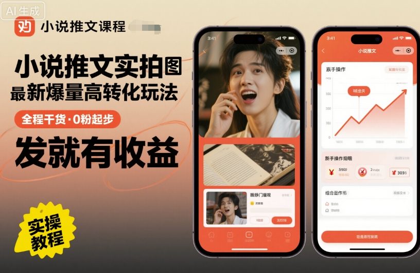 小说推文实拍双图文最新爆量高转化玩法,全程干货,0粉起步,发就有收益-云网创