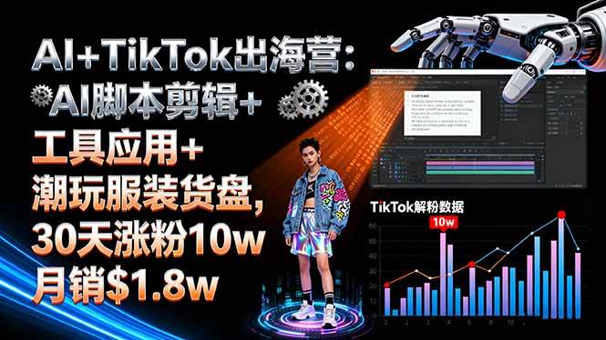 (16108期)AI+TikTok出海营:AI脚本剪辑+工具应用+潮玩服装货盘,30天涨粉10w月销$1.8w-云网创