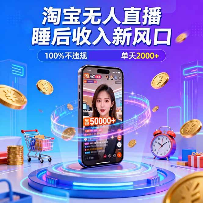 （16822期）淘宝无人直播，不违规不封号，直播100小时卖了5万，年底旺季！-云网创
