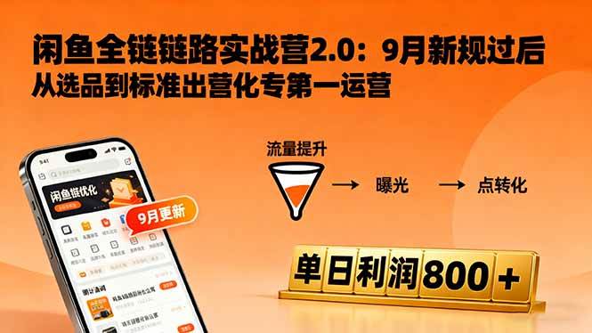 (16265期)闲鱼变现课3.0:掌握链接优化、流量提升、商业变现,单日利润800+-云网创