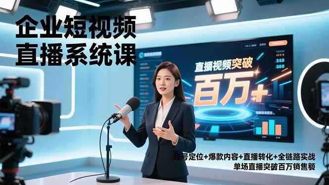 （16878期）企业短视频直播系统课，账号定位+爆款内容+直播转化+全链路实战，单场直播突破百万销售额-云网创