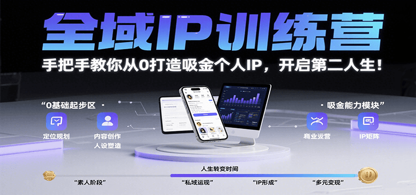 全域IP训练营,手把手教你从0打造吸金个人IP,开启第二人生!-云网创