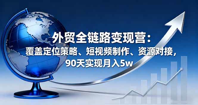 (16173期)外贸全链路变现营:覆盖定位策略、短视频制作、资源对接,90天实现月入5w-云网创