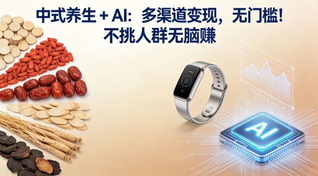 中式养生+AI：多渠道变现，无门槛，不挑人群无脑賺-云网创