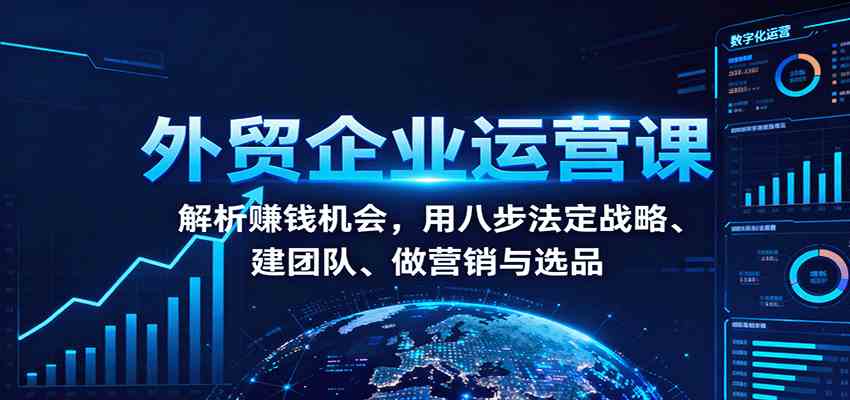 外贸企业运营课:解析赚钱机会,用八步法定战略、建团队、做营销与选品-云网创