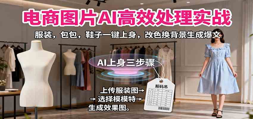 电商图片AI高效处理实战,服装,包包,鞋子一键上身,改色换背景生成爆文-云网创