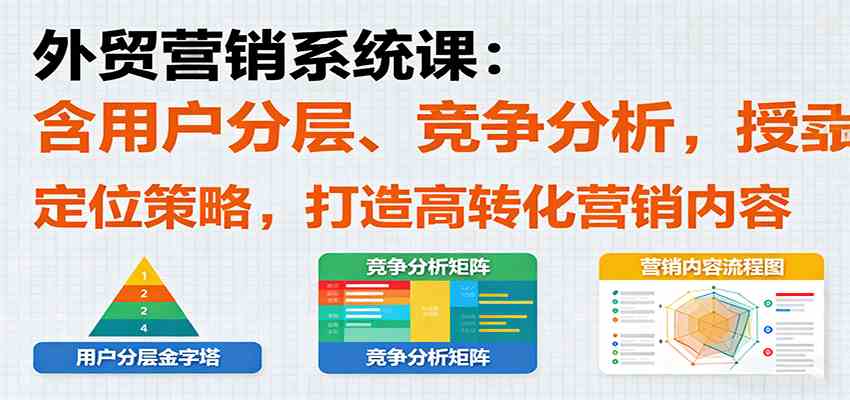 外贸营销系统课:含用户分层、竞争分析,授卖品、定位策略,打造高转化营销内容-云网创