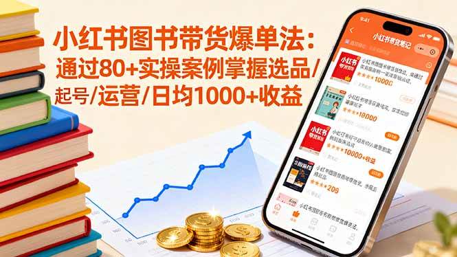 (16015期)小红书图书带货爆单法:通过80+实操案例掌握选品/起号/运营/日均1000+收益-云网创