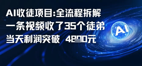 AI收徒项目全流程拆解一条视频收了三十几个徒弟,当天利润突破1k-云网创