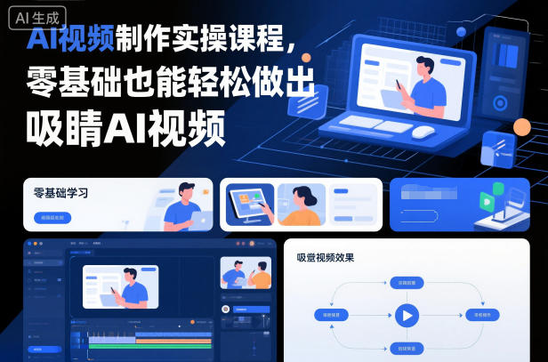AI视频制作实操课程，零基础也能轻松做出吸睛AI视频-云网创