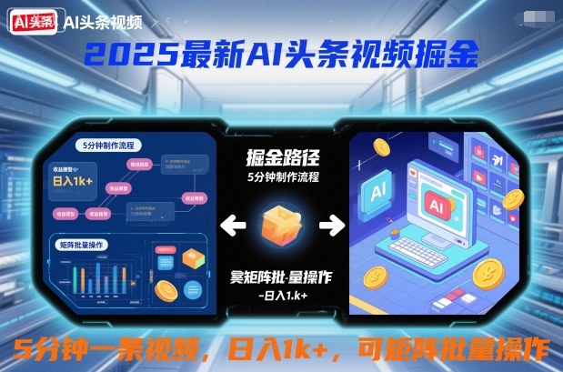 2025最新AI头条视频掘金,5分钟一条视频,日入1k+,可矩阵批量操作-云网创