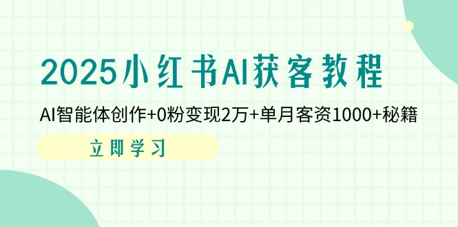 (14301期)2025小红书AI获客教程:AI智能体创作+0粉变现2万+单月客资1000+秘籍-云网创