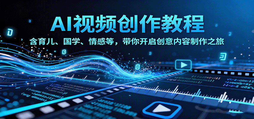 AI视频创富课,含育儿、国学、情感等,带你开启创意内容制作之旅-云网创