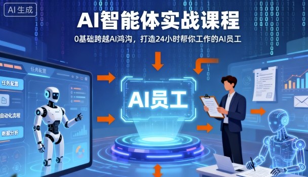 Ai智能体实战课程,0基础跨越Ai鸿沟,打造24小时帮你工作的Ai员工,打破常规,以实战定义Ai-云网创