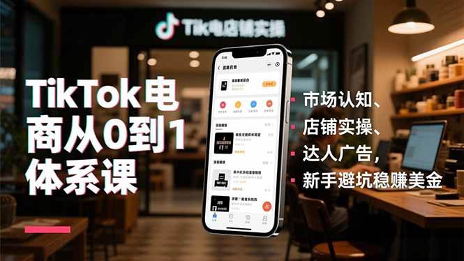 （16818期）TikTok电商从0到1体系课，市场认知、店铺实操、达人广告，新手避坑稳赚美金-云网创