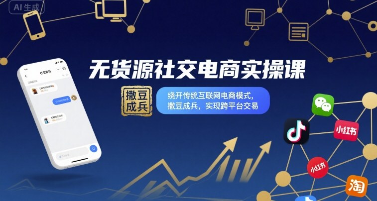 无货源社交电商实操课,绕开传统互联网电商模式,撒豆成兵,实现跨平台交易-云网创