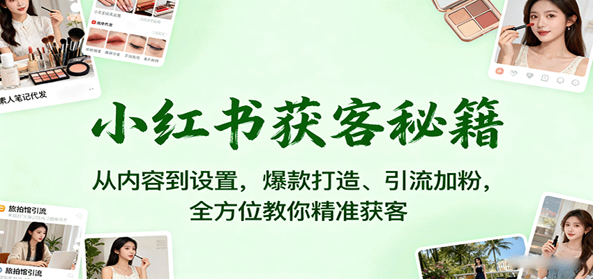 小红书获客秘籍:从内容到设置,爆款打造、引流加粉,全方位教你精准获客-云网创